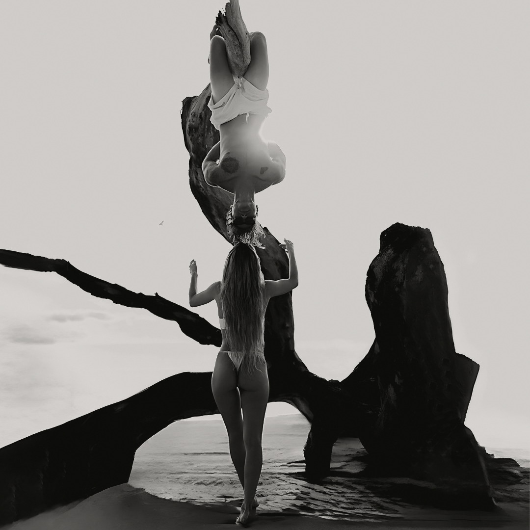 OPTIMISM. campaign photograph on the shoreline, soft black and white