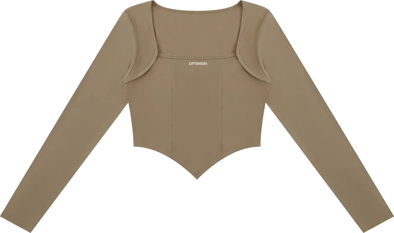 Corset Long-Sleeve — Taupe in Taupe — view 3 of 4