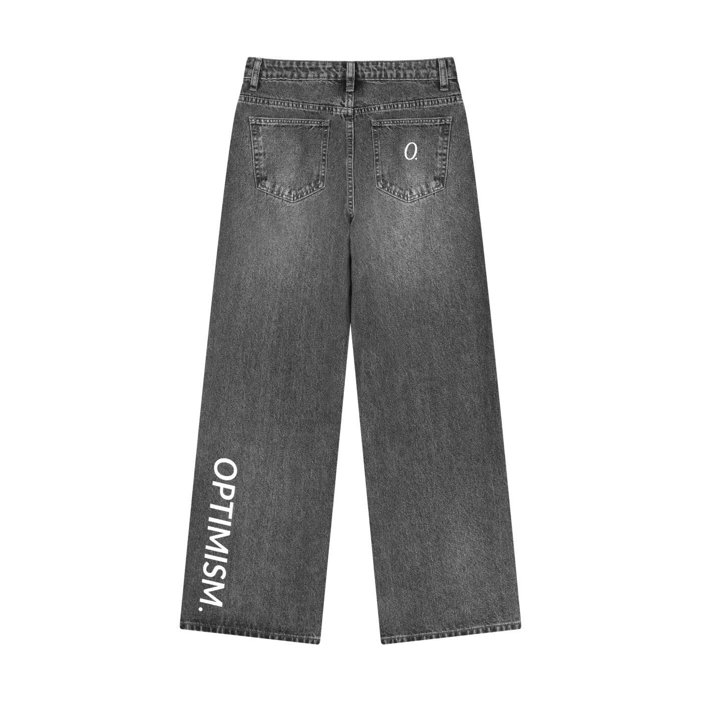 Side-Stripe Wide Denim — Washed Black — construction detail