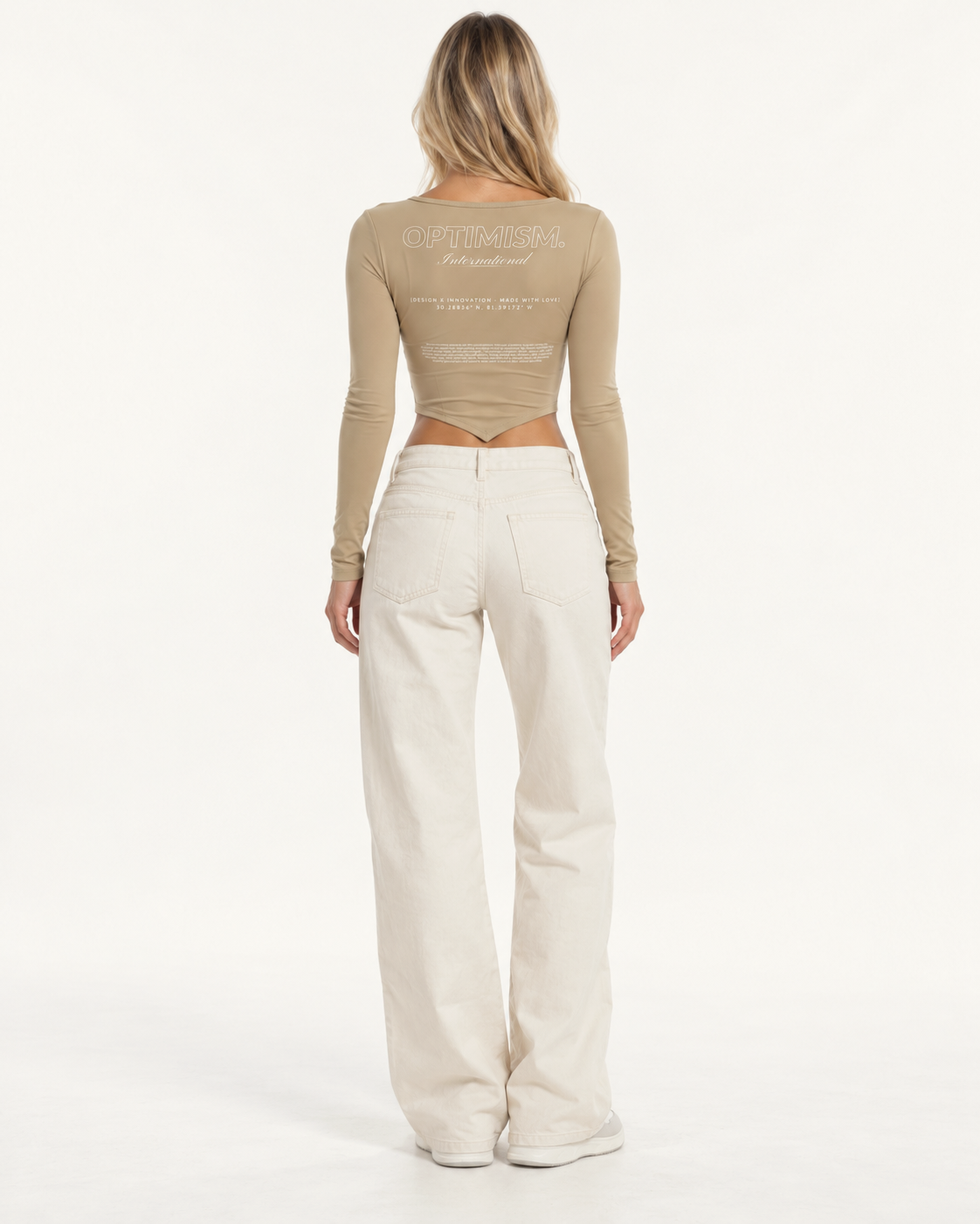 Corset Long-Sleeve — Sand worn — OPTIMISM. LATE FALL campaign