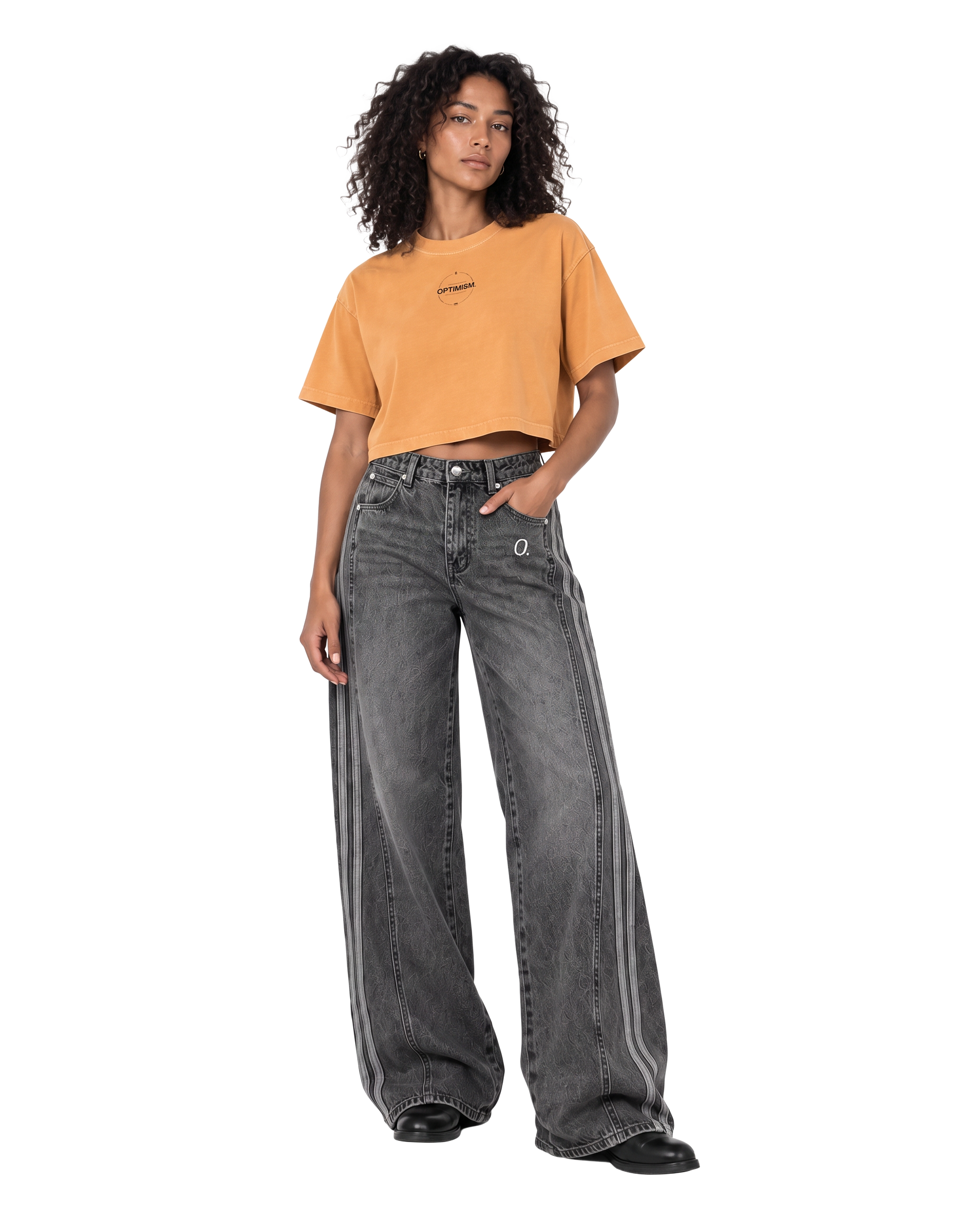 Washed Crop Tee — Sunfade Orange