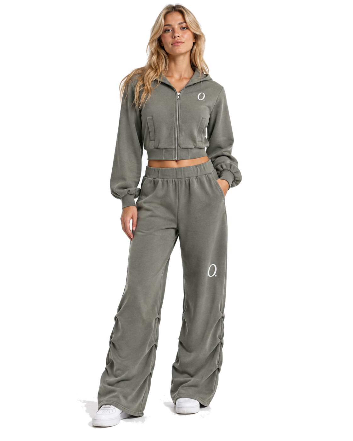 Zip Hoodie Set — Washed Olive