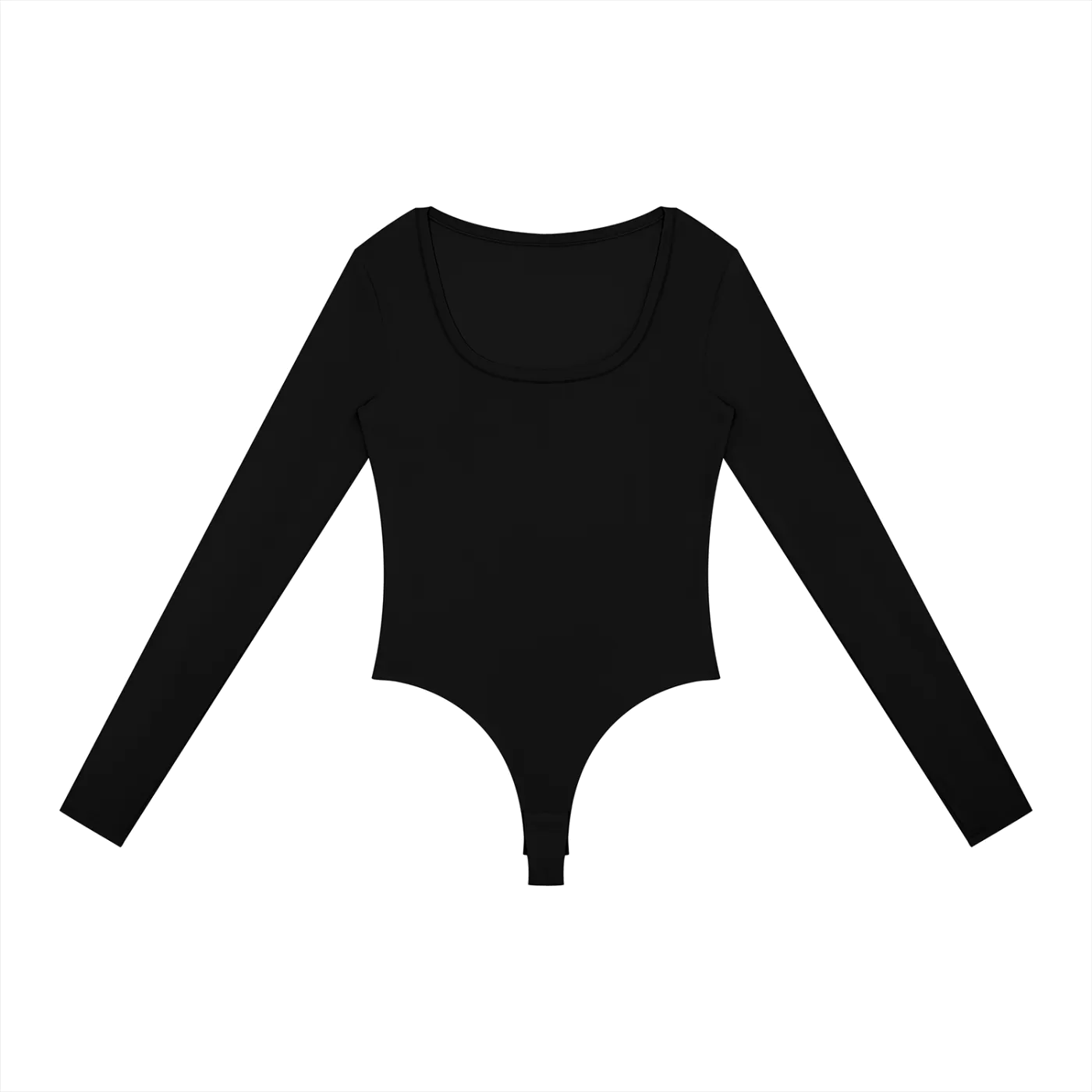 Long-Sleeve Scoop Bodysuit — Black
