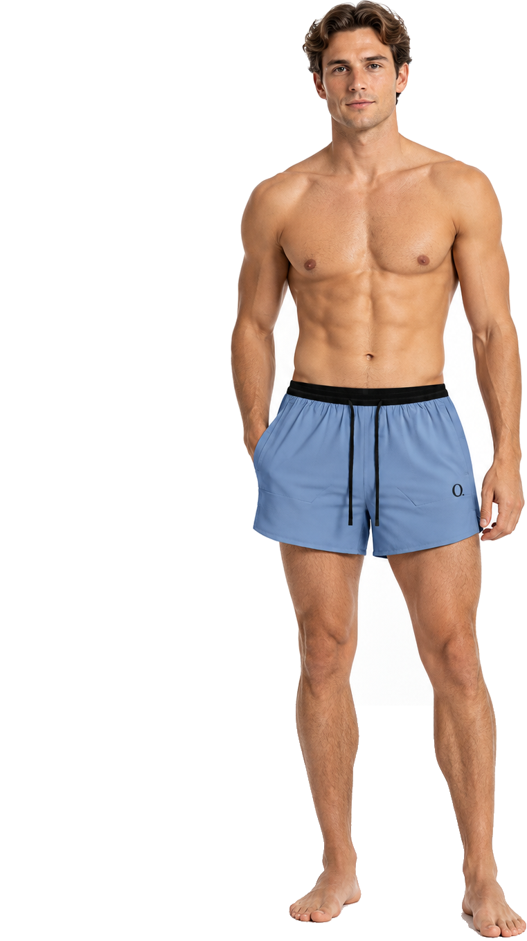 Lined Run Short — Blue