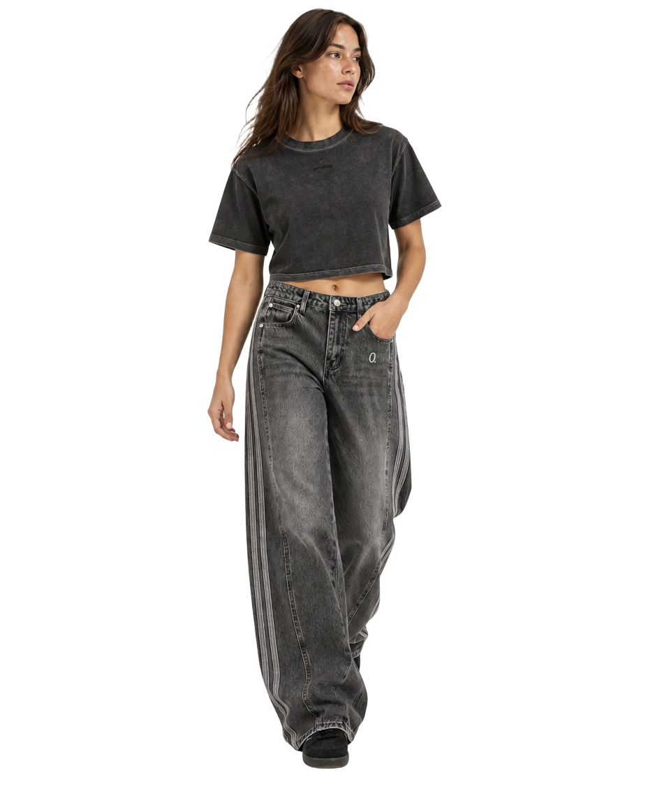 Washed Crop Tee — Charcoal