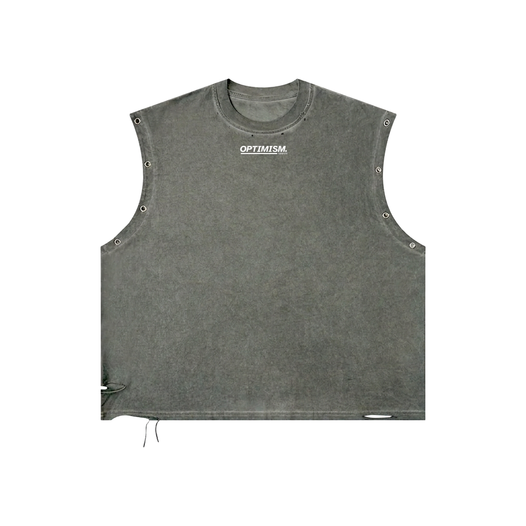 Distressed Grommet Tank — Sage