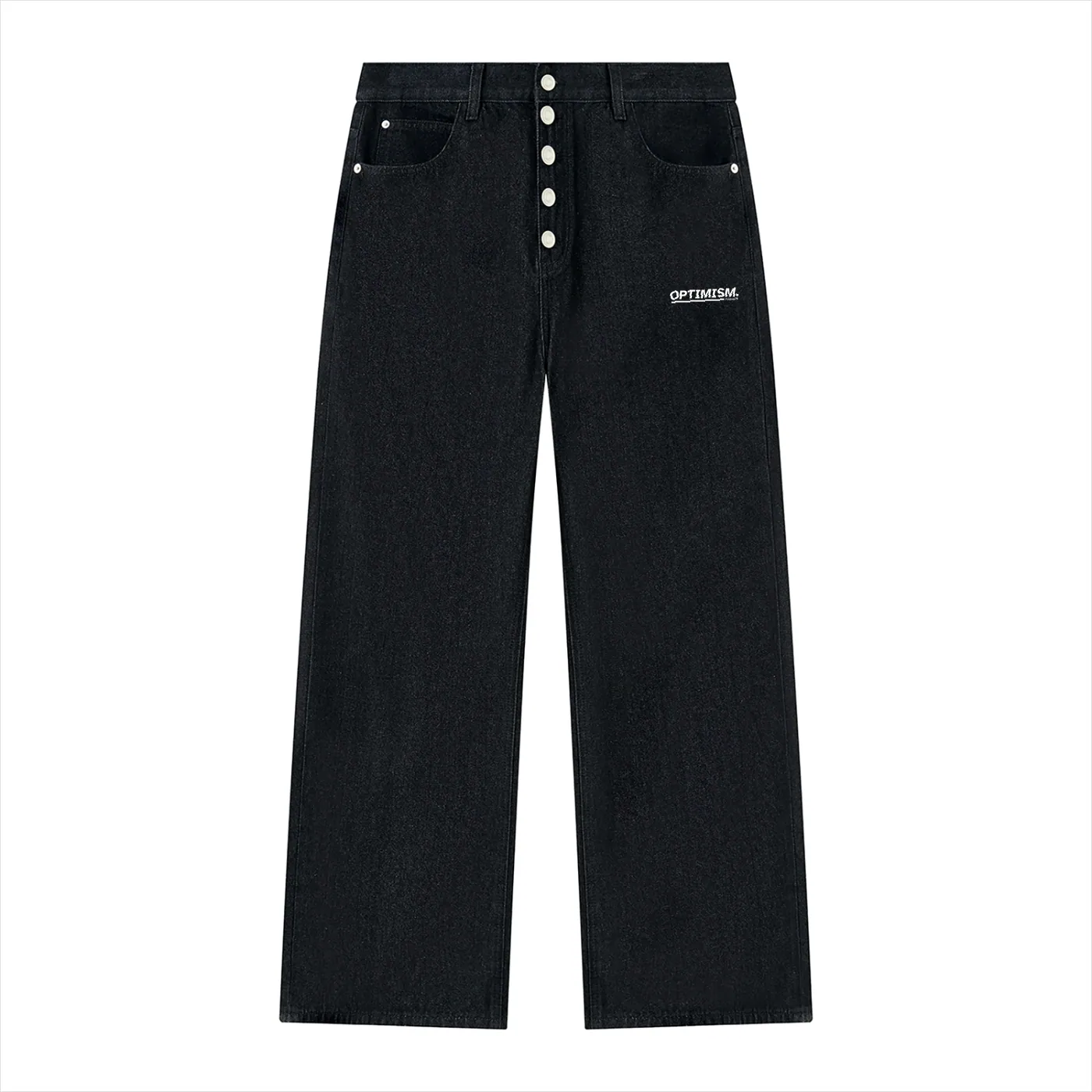 Vintage Wash Wide-Leg Denim — Black