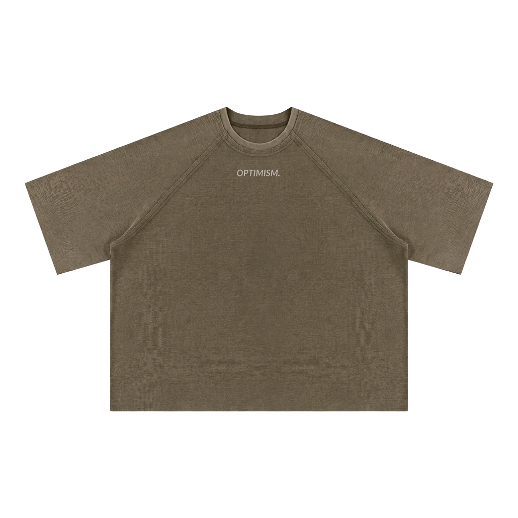 Mineral Wash Waffle Tee — Taupe